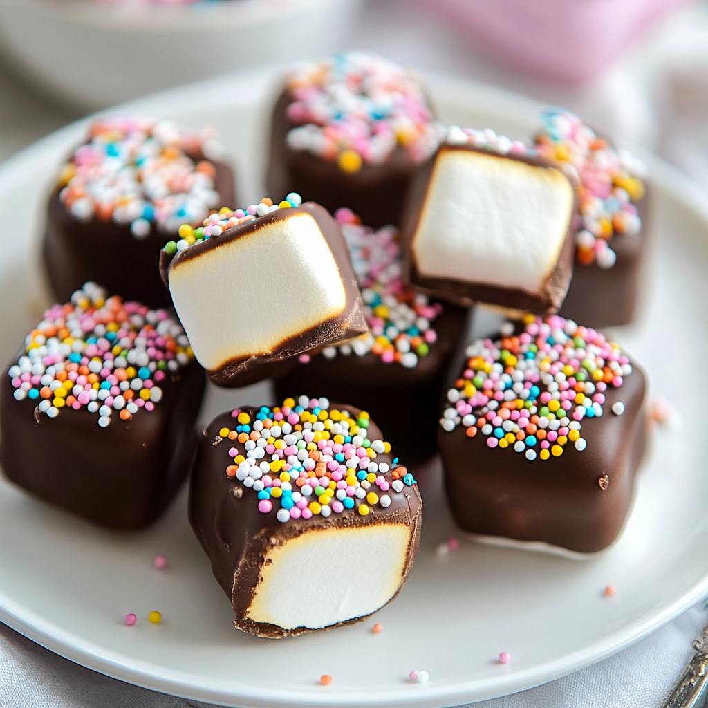 Indulge in our Chocolate-Covered Marshmallows, one of the most fun and easy kid dessert recipes no-bake. This recipe features fluffy marshmallows dipped in rich, melted chocolate and decorated with your favorite toppings, making it a perfect, hassle-free treat for kids and adults alike.