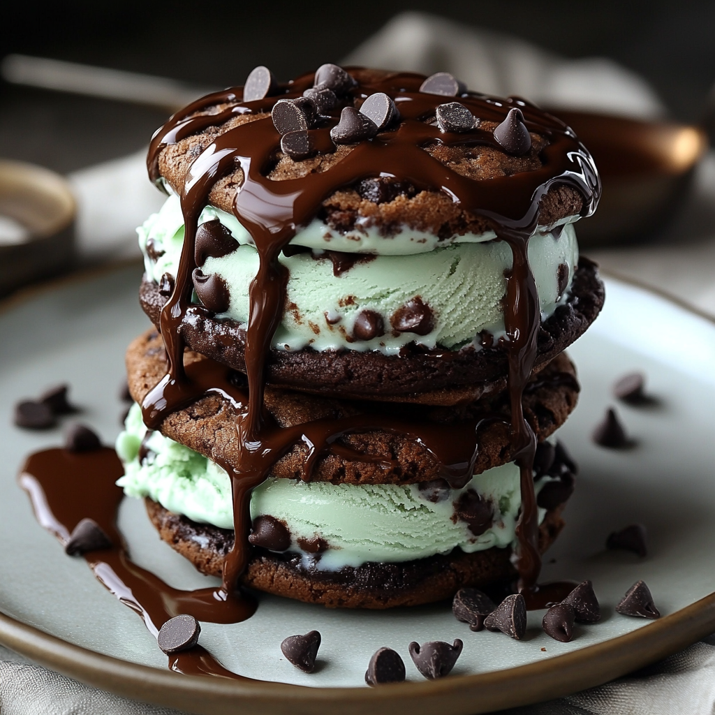 Treat yourself to this Mint Chocolate Ice Cream Sandwiches! These refreshing, no-bake desserts are made with just 5 ingredients and ready in 10 minutes, perfect for your collection of easy no-bake dessert recipes.