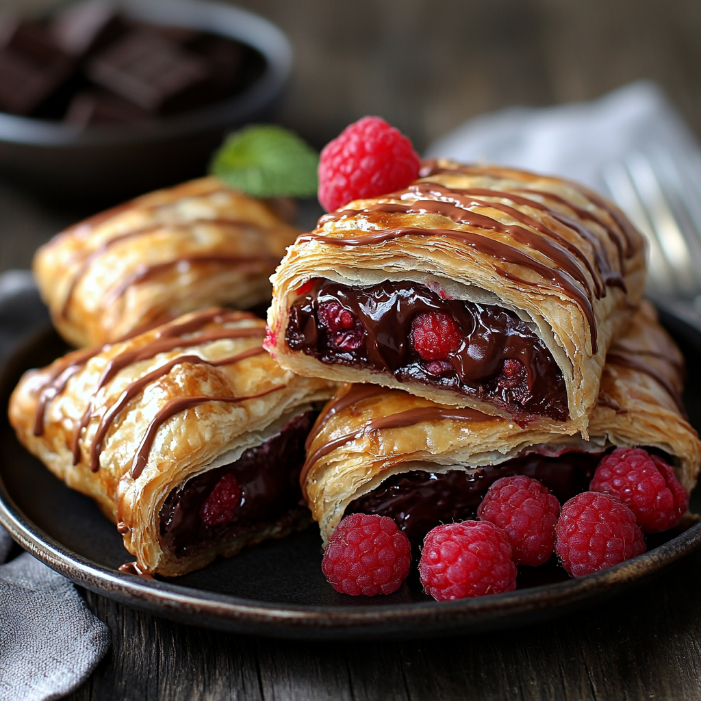 Raspberry Chocolate Puffs are a delightful and elegant dessert that combines the rich taste of chocolate with the tartness of fresh raspberries, all wrapped in a flaky puff pastry. These puffs are perfect for a quick treat or an impressive dessert for guests.