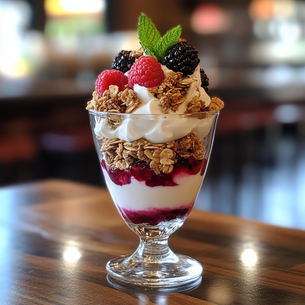 Treat yourself to this Berry Yogurt Parfait, one of the most delightful easy dessert cup recipes. This recipe layers creamy yogurt with fresh, juicy berries and crunchy granola, creating a perfect balance of flavors and textures for a nutritious and delicious dessert or breakfast option.