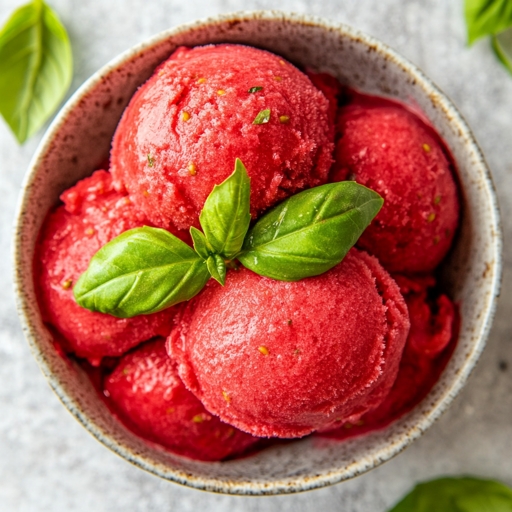 Strawberry Basil Sorbet
