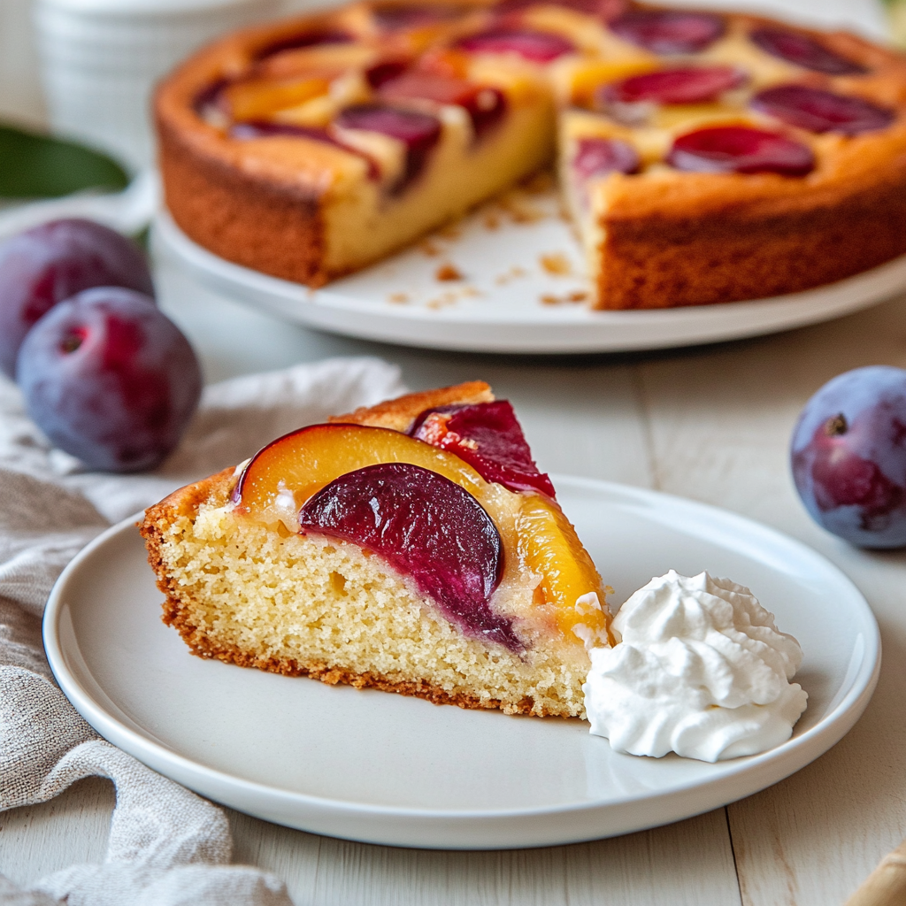 Discover the charm of easy German dessert recipes with our traditional Plum Cake (Pflaumenkuchen) recipe. Made with fresh plums and a tender yeast dough, this cake is topped with a sweet streusel crumble, offering a perfect balance of tart and sweet flavors.