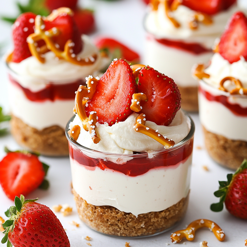 Enjoy the perfect balance of sweet and salty with Strawberry Pretzel. This dessert features a crunchy pretzel crust, a creamy and tangy cream cheese filling, and a vibrant strawberry topping. Perfect for any occasion, these easy dessert cup recipes are sure to impress and satisfy your cravings.