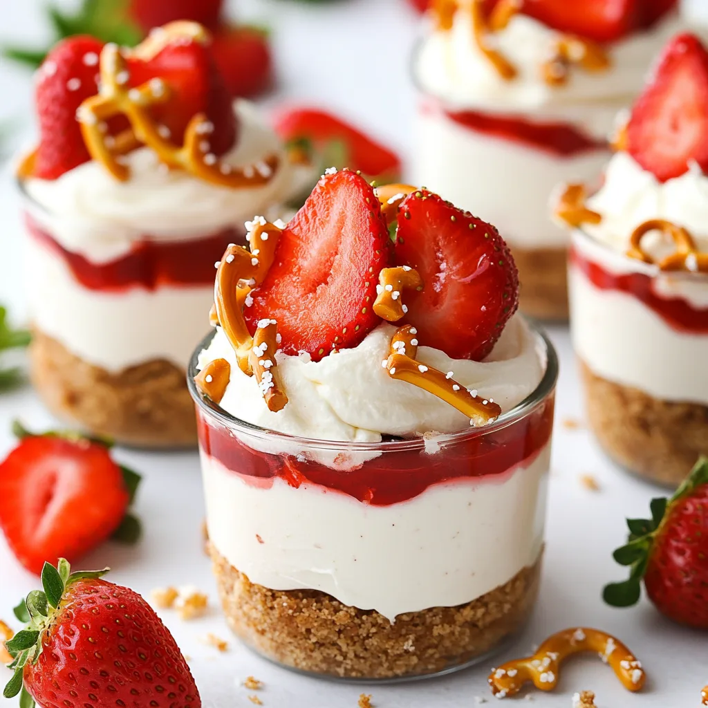 Enjoy the perfect balance of sweet and salty with Strawberry Pretzel. This dessert features a crunchy pretzel crust, a creamy and tangy cream cheese filling, and a vibrant strawberry topping. Perfect for any occasion, these easy dessert cup recipes are sure to impress and satisfy your cravings.